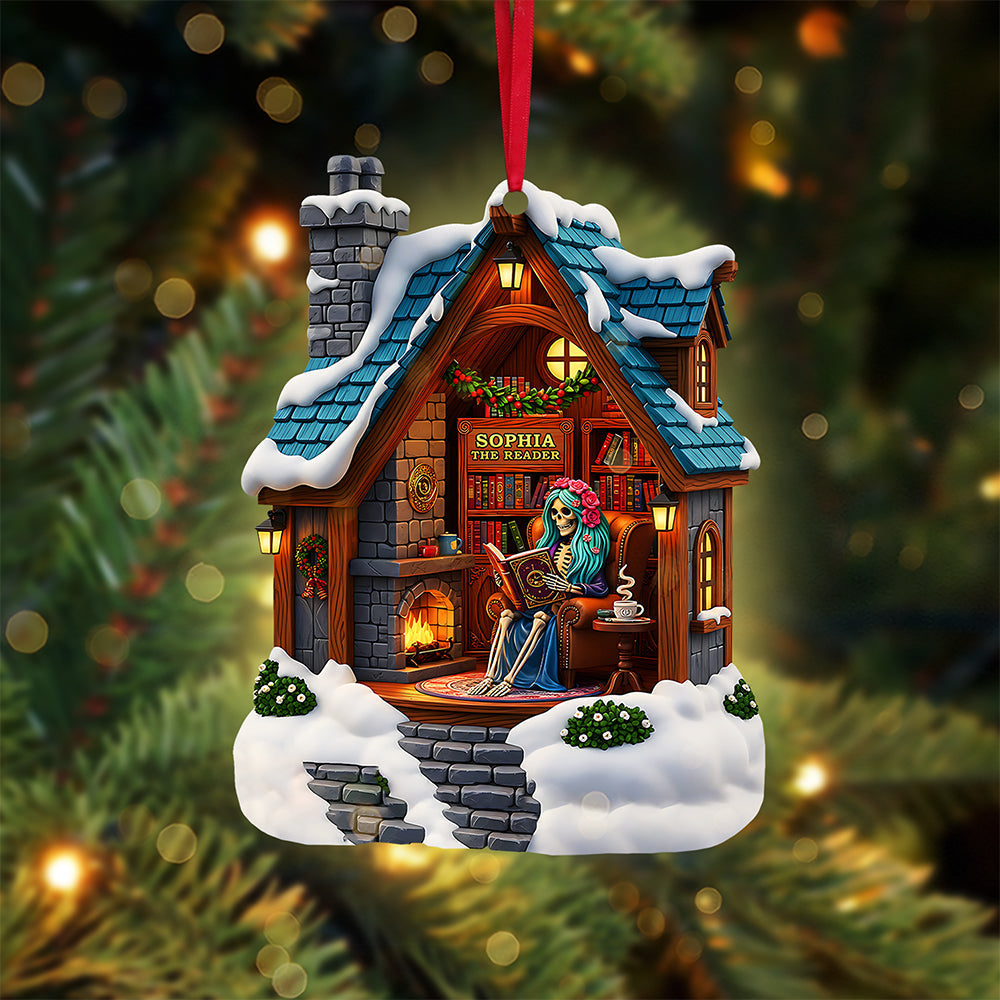 "Celebrate Your Love for Books" - Custom Book Lover Skull Ornament - Unique Personalized Gifts for Readers Ornament PopCulturePrints