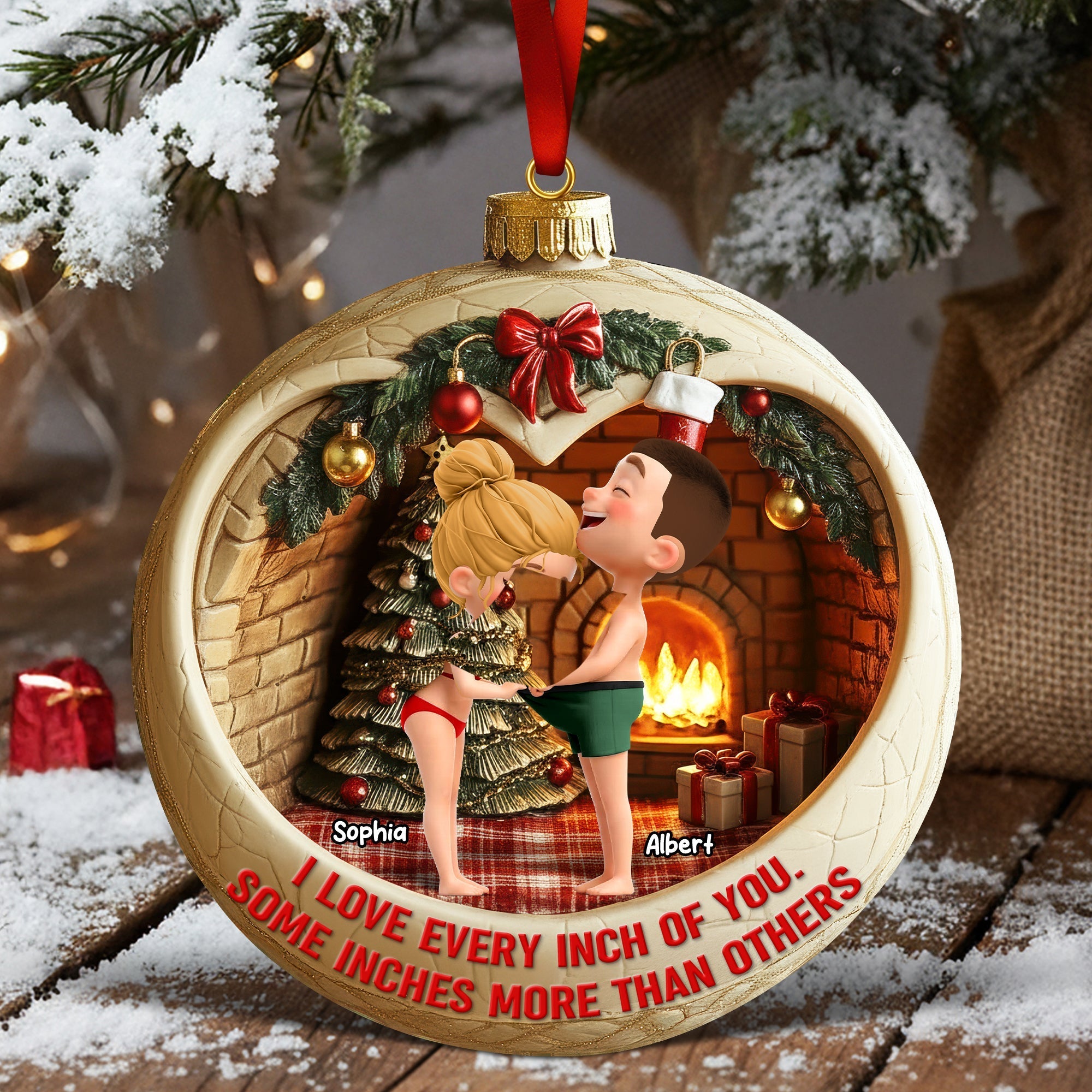 Personalized Curious Couple Acrylic Ornament - A Love That Warms Your Heart Ornament PopCulturePrints