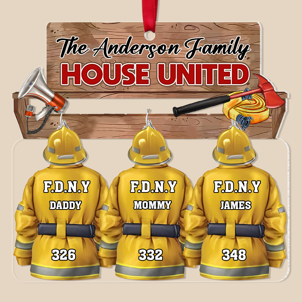 Customizable Firefighter Family Christmas Ornament Ornament PopCulturePrints
