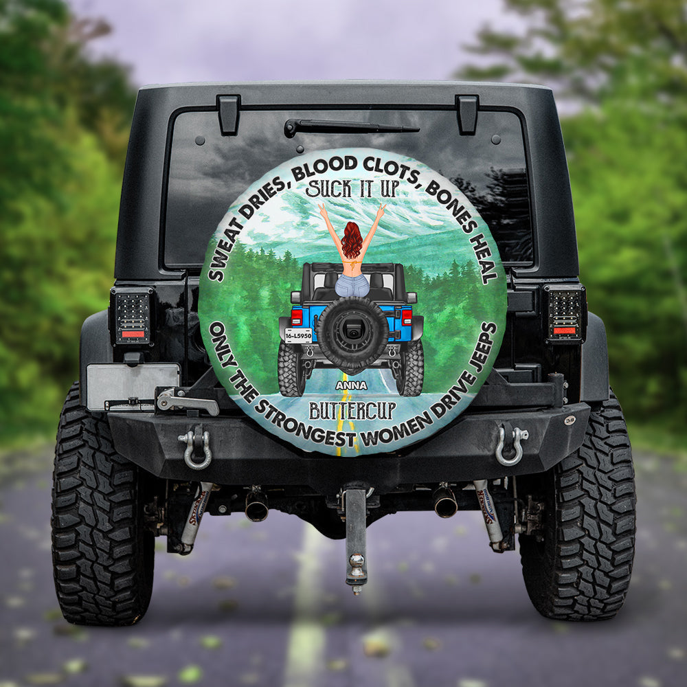 Personalized Jeep Spare Tire Cover - Strongest Women Drive Jeeps