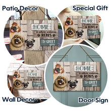 Load image into Gallery viewer, Home Is Where Someone Runs To Greet You - Personalized Dog Wood Rectangle Sign Wood Rectangle Sign PopCulturePrints
