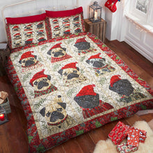 Load image into Gallery viewer, Cozy Christmas Pug Quilt Bed Set - Perfect Gift for Dog Lovers
