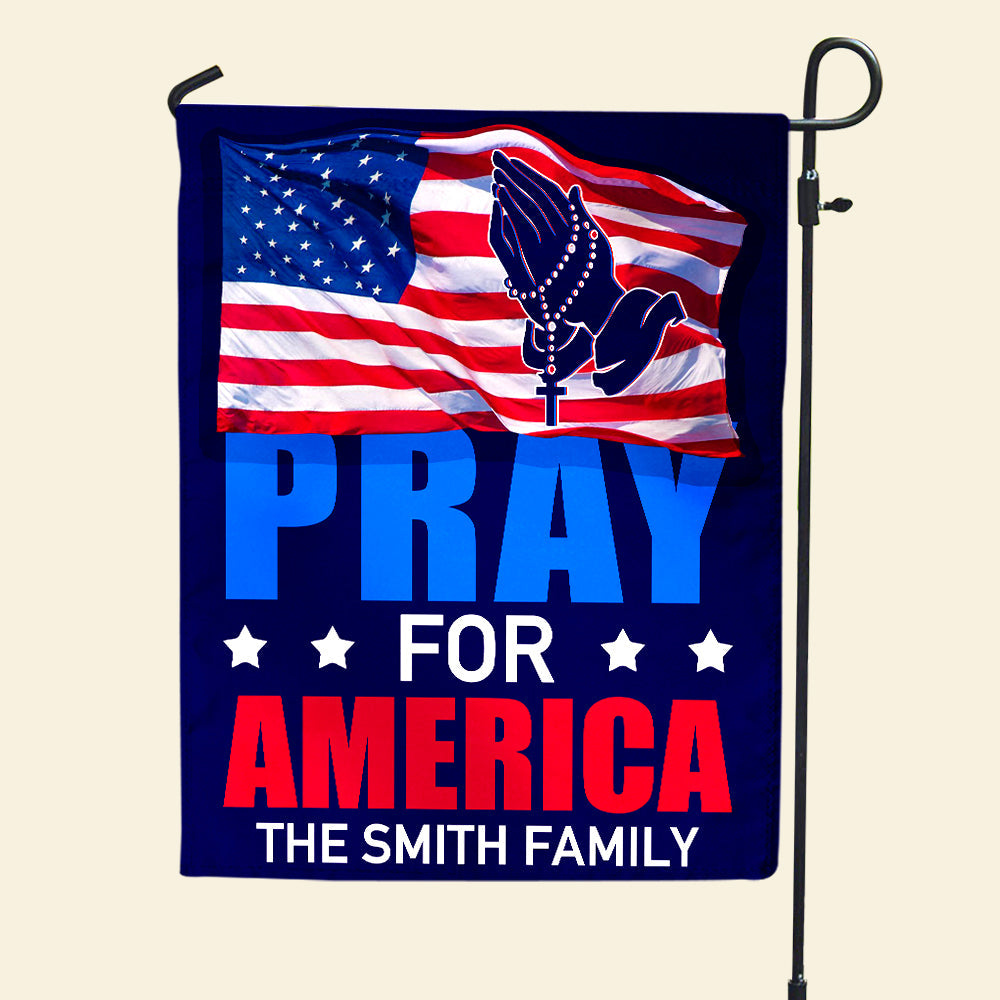 Personalized Pray For America Garden Flag - Custom Family Name