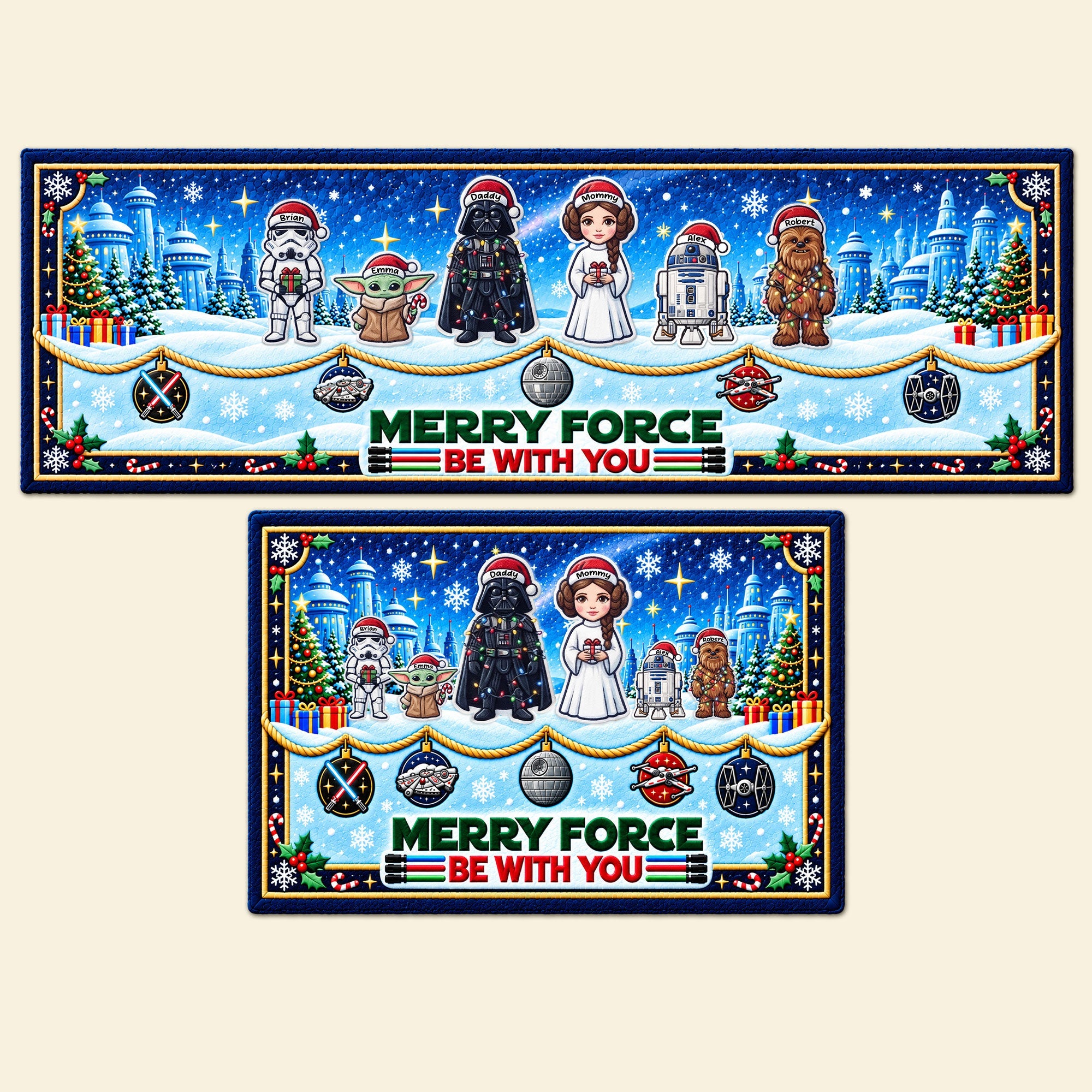 Merry Force Be With You - Personalized Universe War Family Christmas Runner Rug