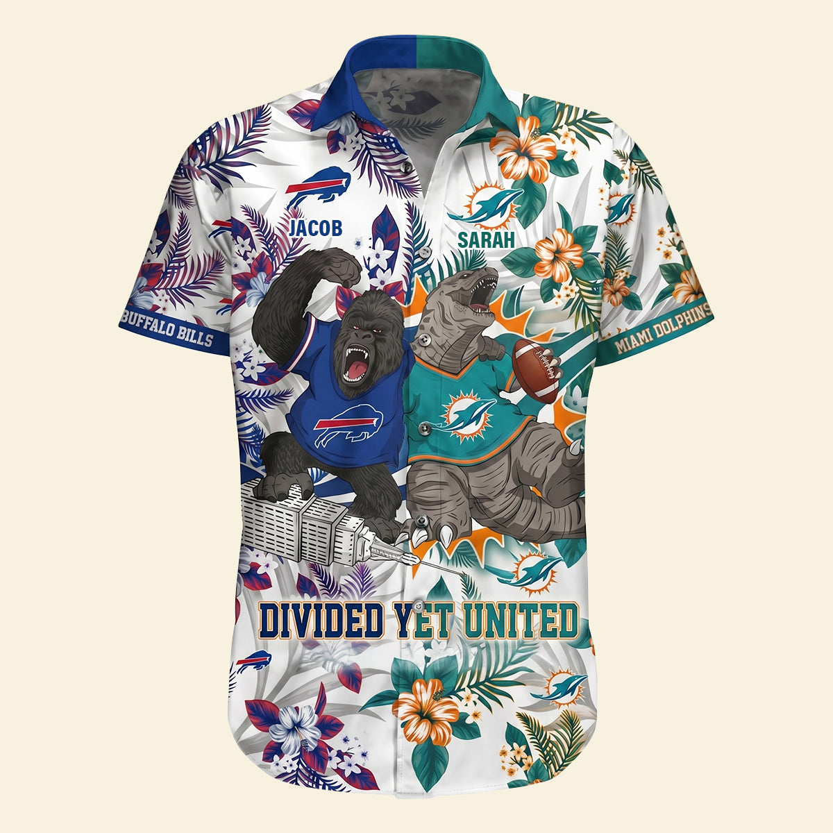 "Divided Yet United" - Unique Sport Fight Pals Hawaiian Shirt - Personalize for Couples & Friends