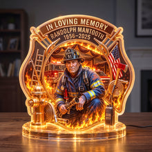 Load image into Gallery viewer, In Loving Memory: Firefighter Hero Light Box - Personalized Keepsake for Honoring Departed Heroes
