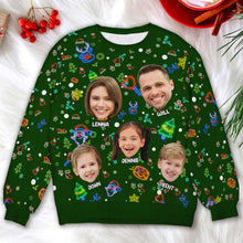 Load image into Gallery viewer, Personalized Neon Christmas Photo Sweater - Custom Family Gift
