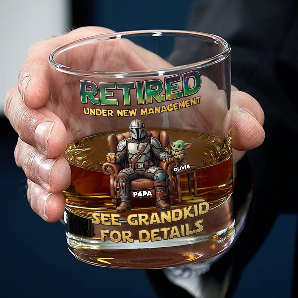 “Retirement: Under New Management” - Personalized Round Glass - Gift for Grandpa and Father Glass PopCulturePrints