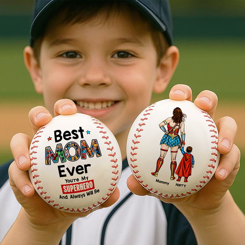 Best MOM Ever - Personalized Baseball Gift for Super Moms Baseball PopCulturePrints