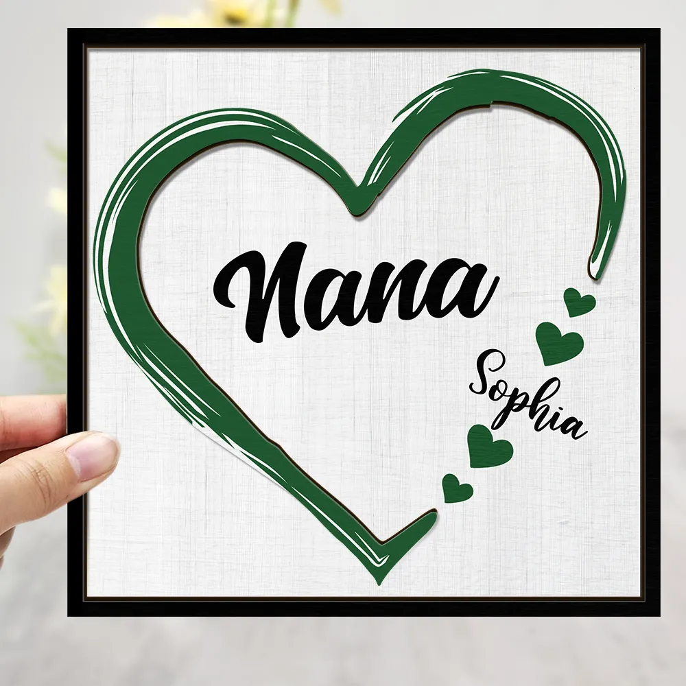 Grandma, the Heart of Our Family - Personalized 2-Layered Wooden Plaque With Stand Wooden Plaque PopCulturePrints