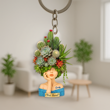 Load image into Gallery viewer, “Plant Happiness with Every Gift” - Pot Head Succulent &amp; Cactus Girl - Personalized Gift for Gardening Enthusiasts Keychains PopCulturePrints
