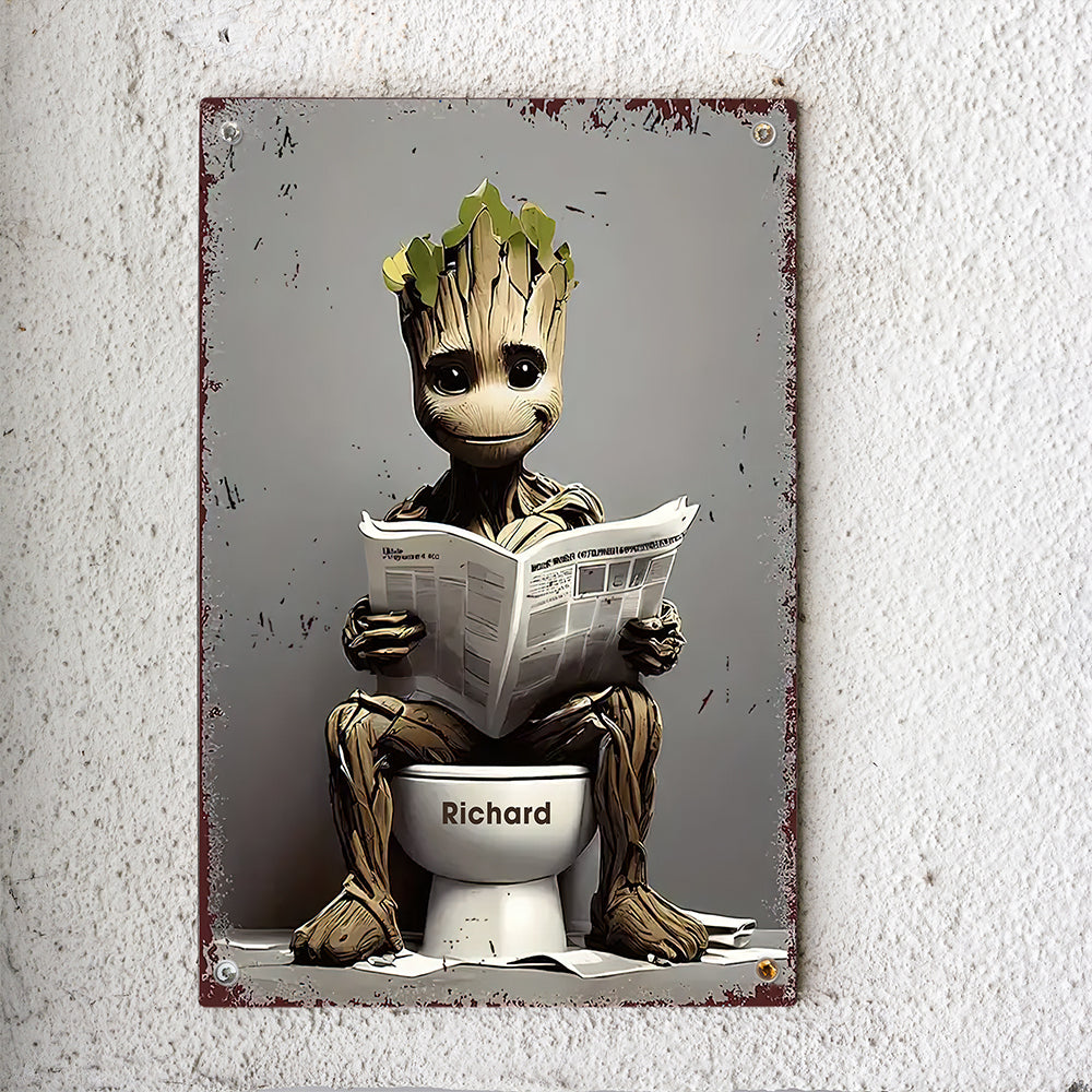 Personalized Funny Metal Sign For Movie Fans - Movie Character Reading in Toilet