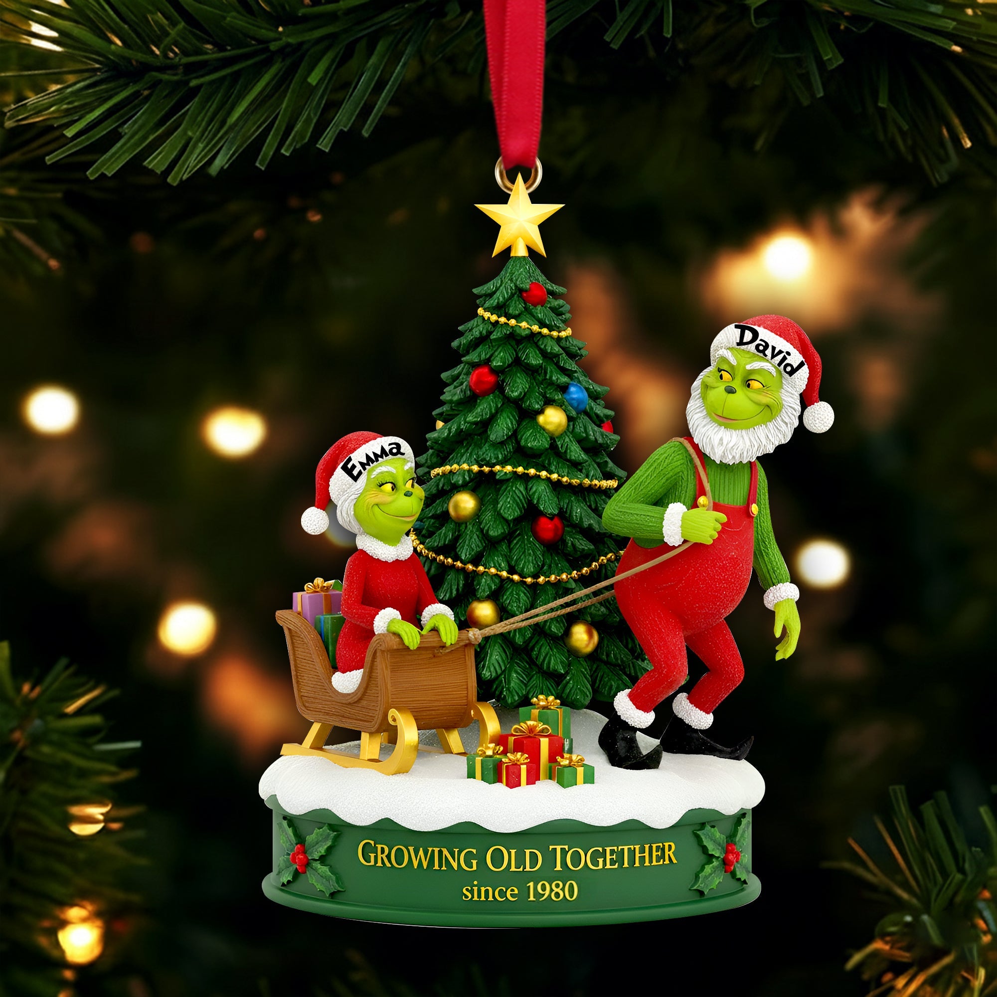 Growing Old Together - Personalized Christmas Ornament for Couples Ornament PopCulturePrints