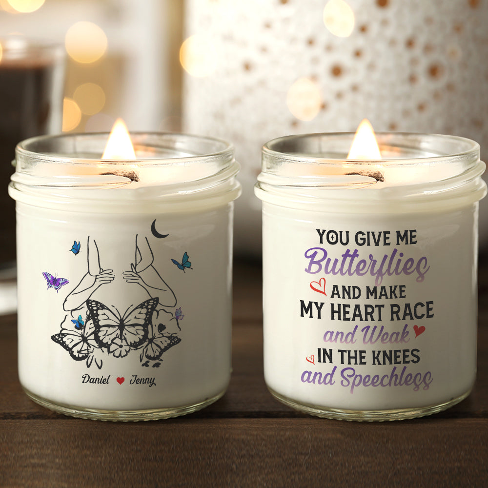Personalized 'You Give Me Butterflies' Scented Candle for Couples Scented Candle PopCulturePrints