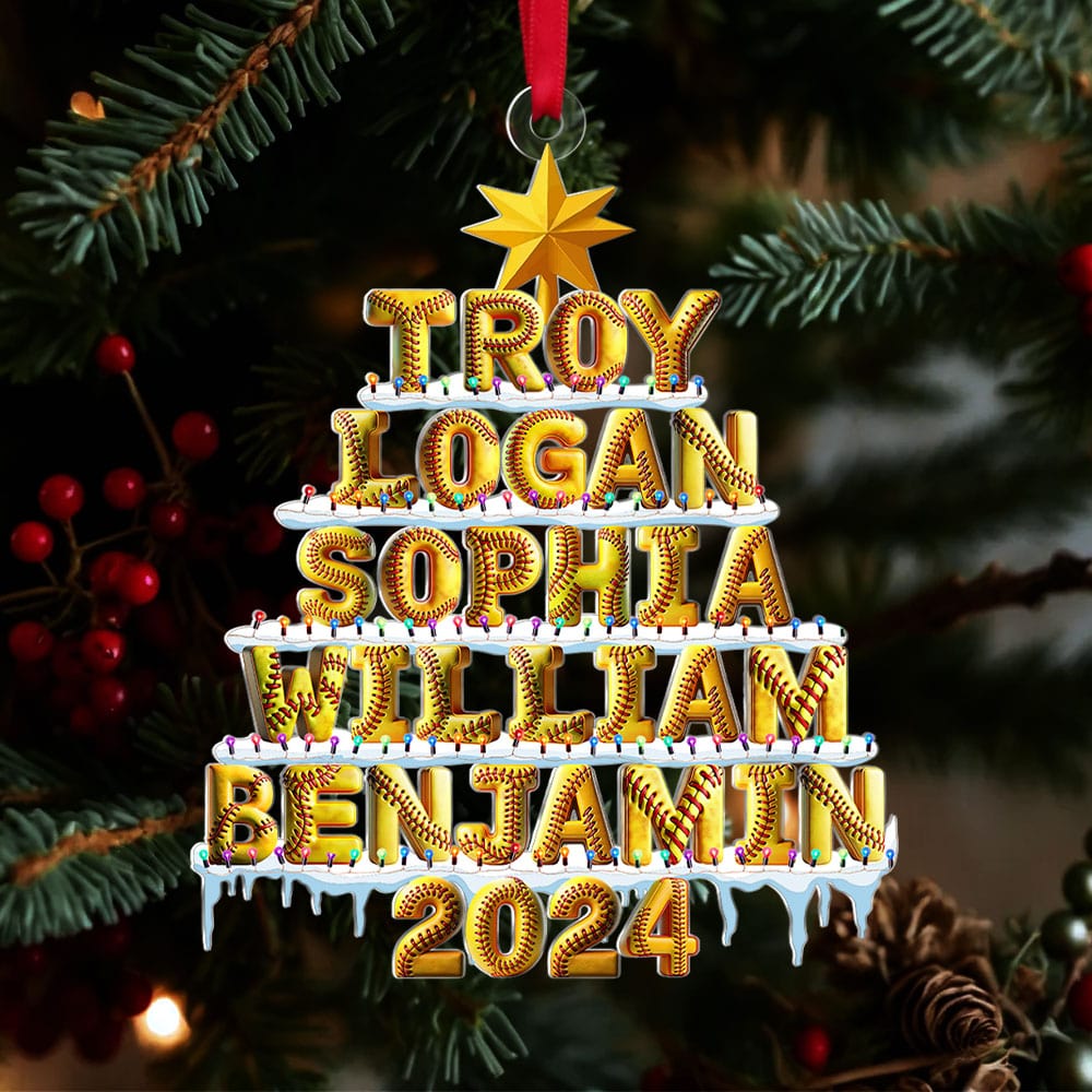 Personalized Softball Lover Christmas Ornament - Custom Alphabet Tree Ornament PopCulturePrints