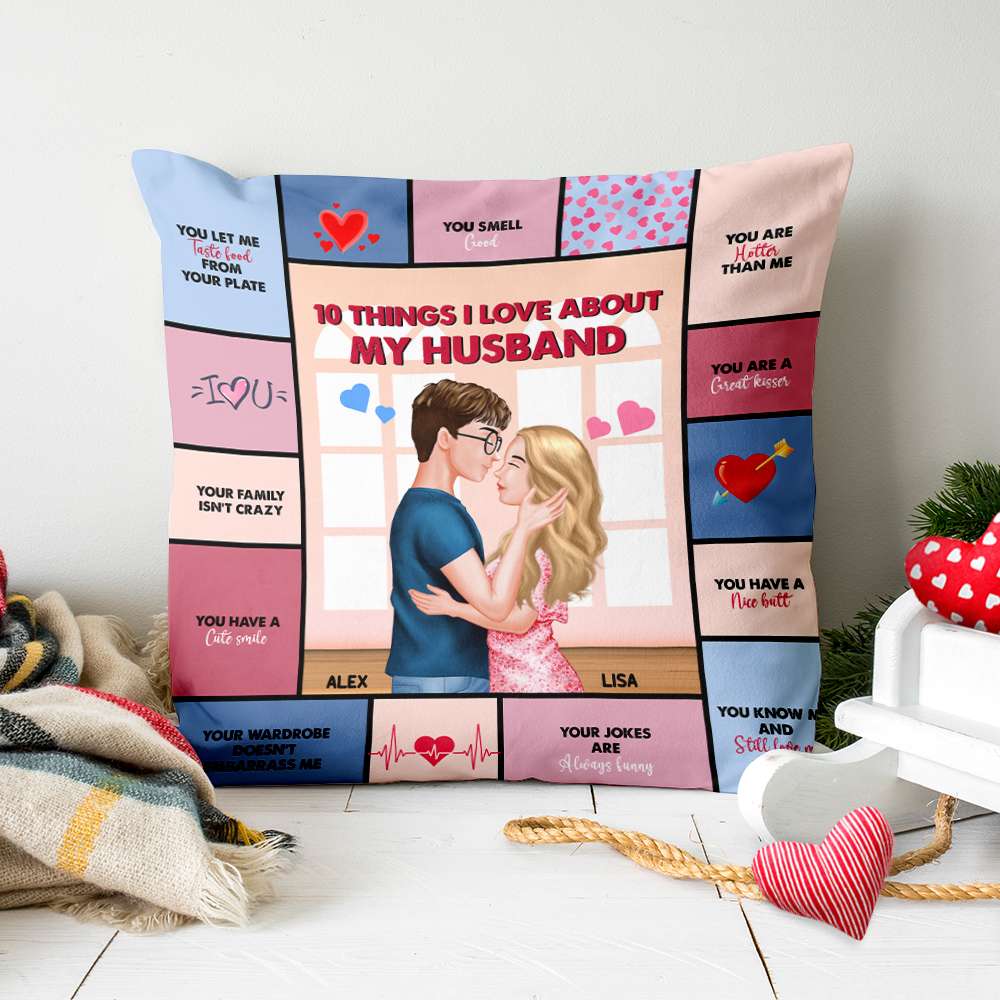 Personalized '10 Things I Love About My Husband' Pillow Pillow PopCulturePrints