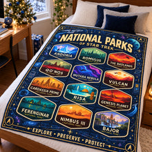 Load image into Gallery viewer, “Explore the Universe!” - Cosmic National Parks Blanket - Personalized Gifts for Sci-Fi Lovers

