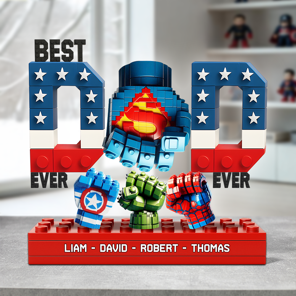 “Best Dad Ever” - Customizable Superhero Acrylic Plaque - Perfect Gift for Dad, Grandpa, and Father Figures Shaped Plaques PopCulturePrints
