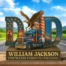 Load image into Gallery viewer, &quot;Honor the Journey: Trucker Dad Acrylic Plaque - Personalized Gifts for Dad, Grandpa, and Truck Enthusiasts&quot; Shaped Plaques PopCulturePrints
