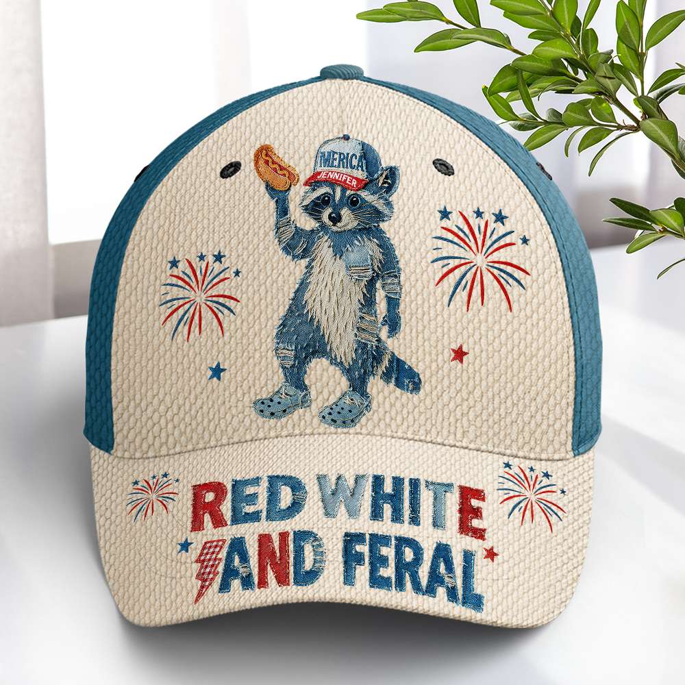 Celebrate Freedom with Independence Racoon Cap - Personalized 4th of July Gift Caps PopCulturePrints