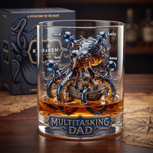 Load image into Gallery viewer, “Master of Multitasking” - Personalized Round Glass for Dads - Unique Gift for Fathers, Grandpas &amp; More Glass PopCulturePrints
