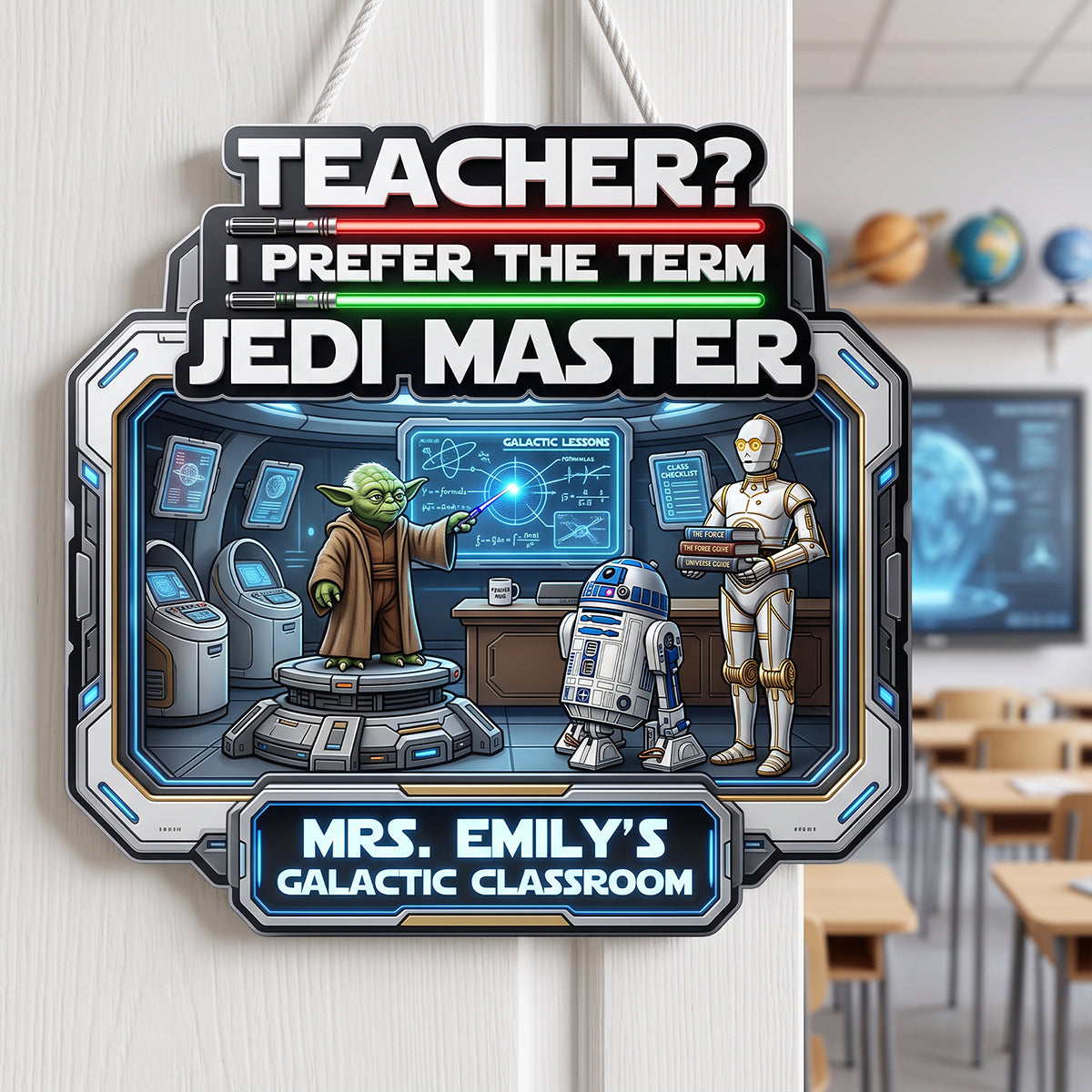 “I Prefer the Term Jedi Master” - Personalized Galactic Classroom Acrylic Sign for Teachers