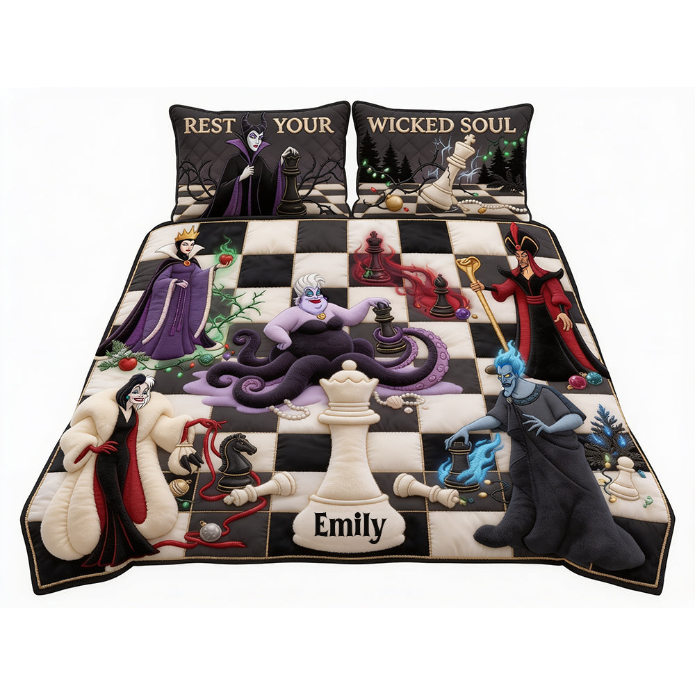 Unleash the Dark Charm - Mystical Villains Chess Quilt Bed Set - Personalized Gifts Bedding Set PopCulturePrints