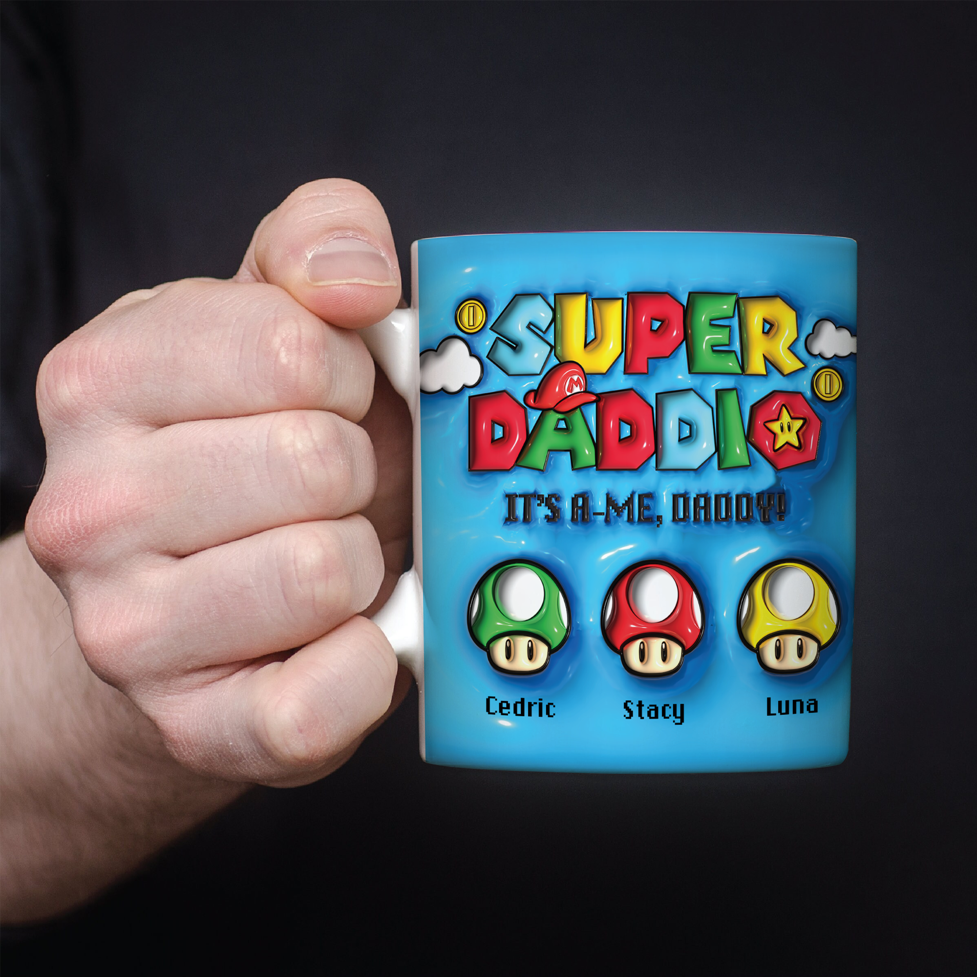 Custom Super Dad Mug with Kids' Names – Perfect Gift for Father's Day Coffee Mug PopCulturePrints