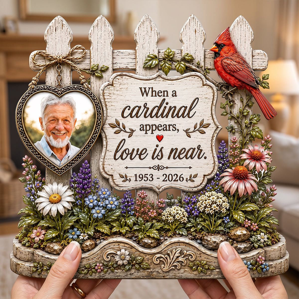 When a Cardinal Appears, Love is Near - Custom Photo Memorial Acrylic Plaque