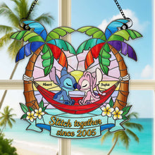 Load image into Gallery viewer, Stitch Together Since 2005 - Personalized Alien Couple Suncatcher - Unique Anniversary Gift for Couples Ornament PopCulturePrints
