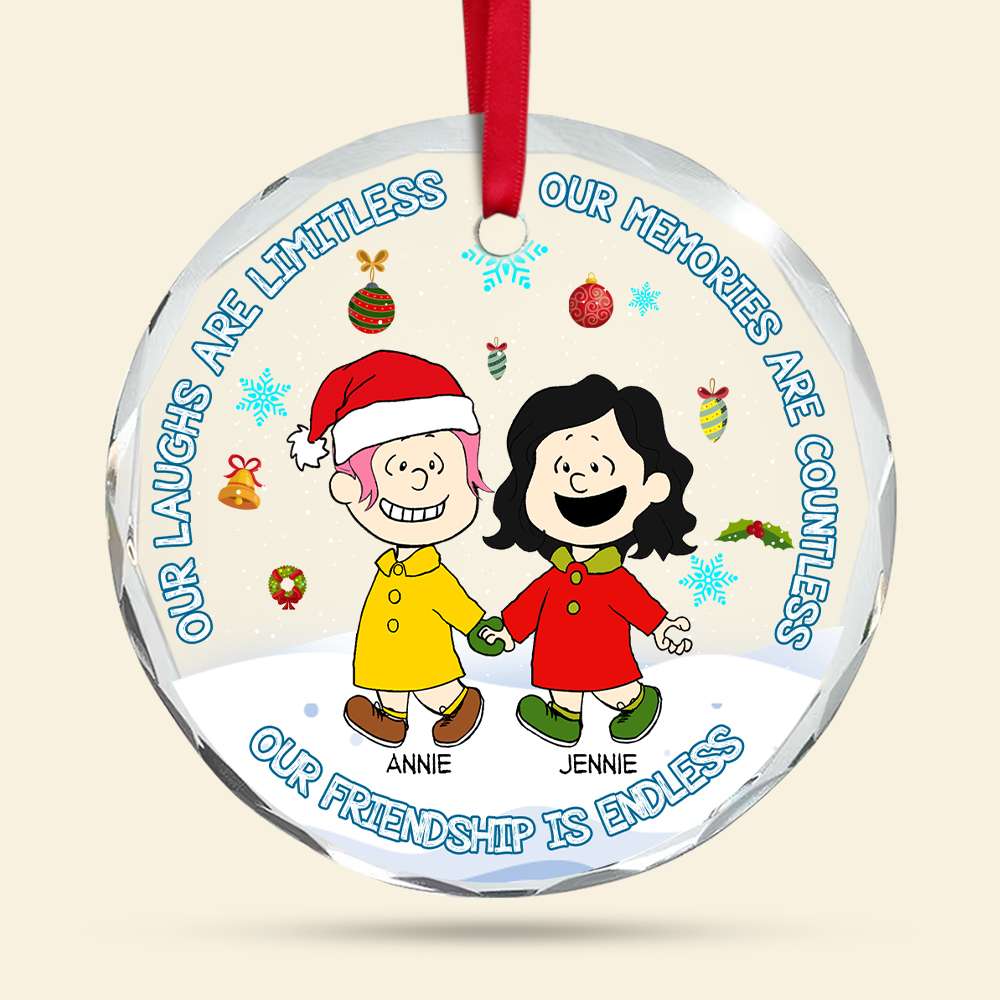 Custom Christmas Friendship Crystal Ornament