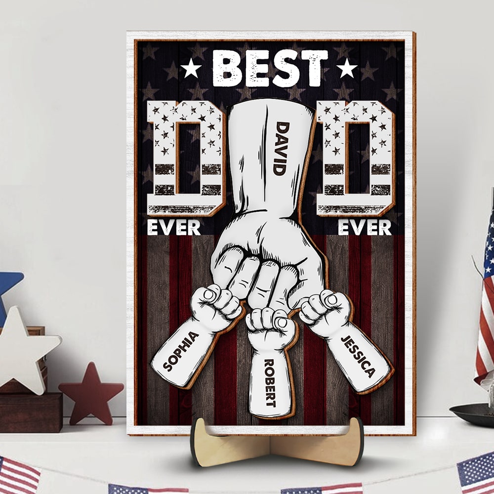 Customized Best Dad Ever Wooden Sign - Personalized Family Names Wood Sign PopCulturePrints