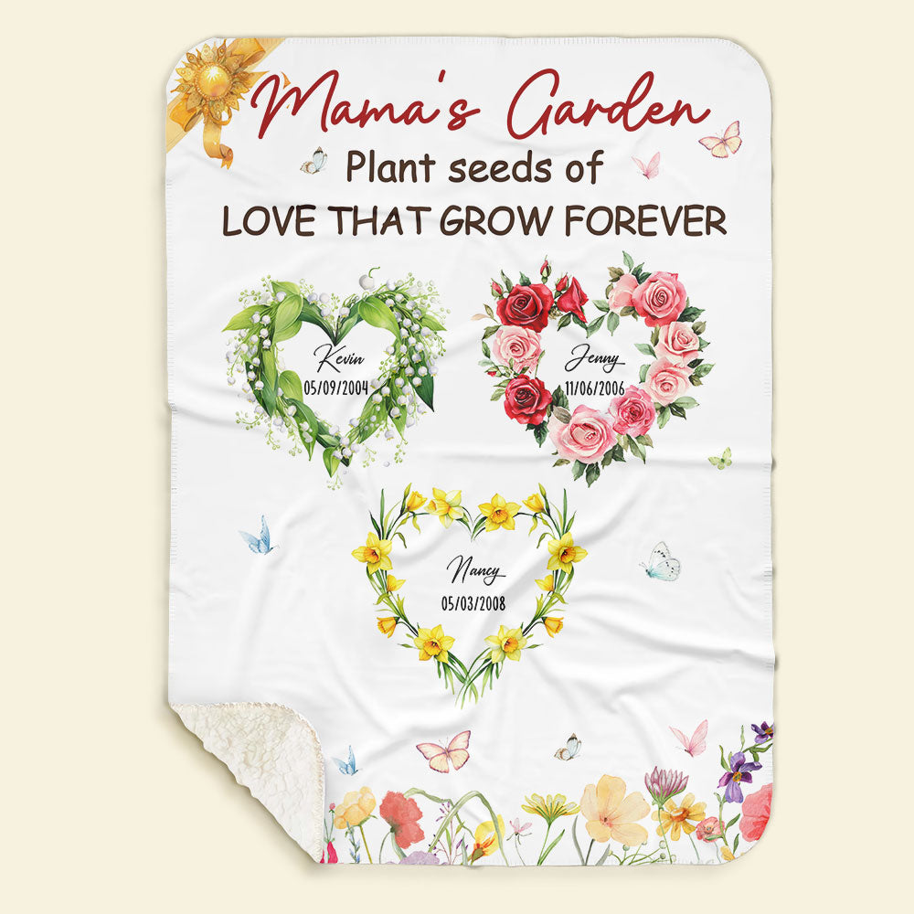 "Plant seeds of LOVE THAT GROW FOREVER" - Personalized Blanket for Mom & Grandma Blanket PopCulturePrints