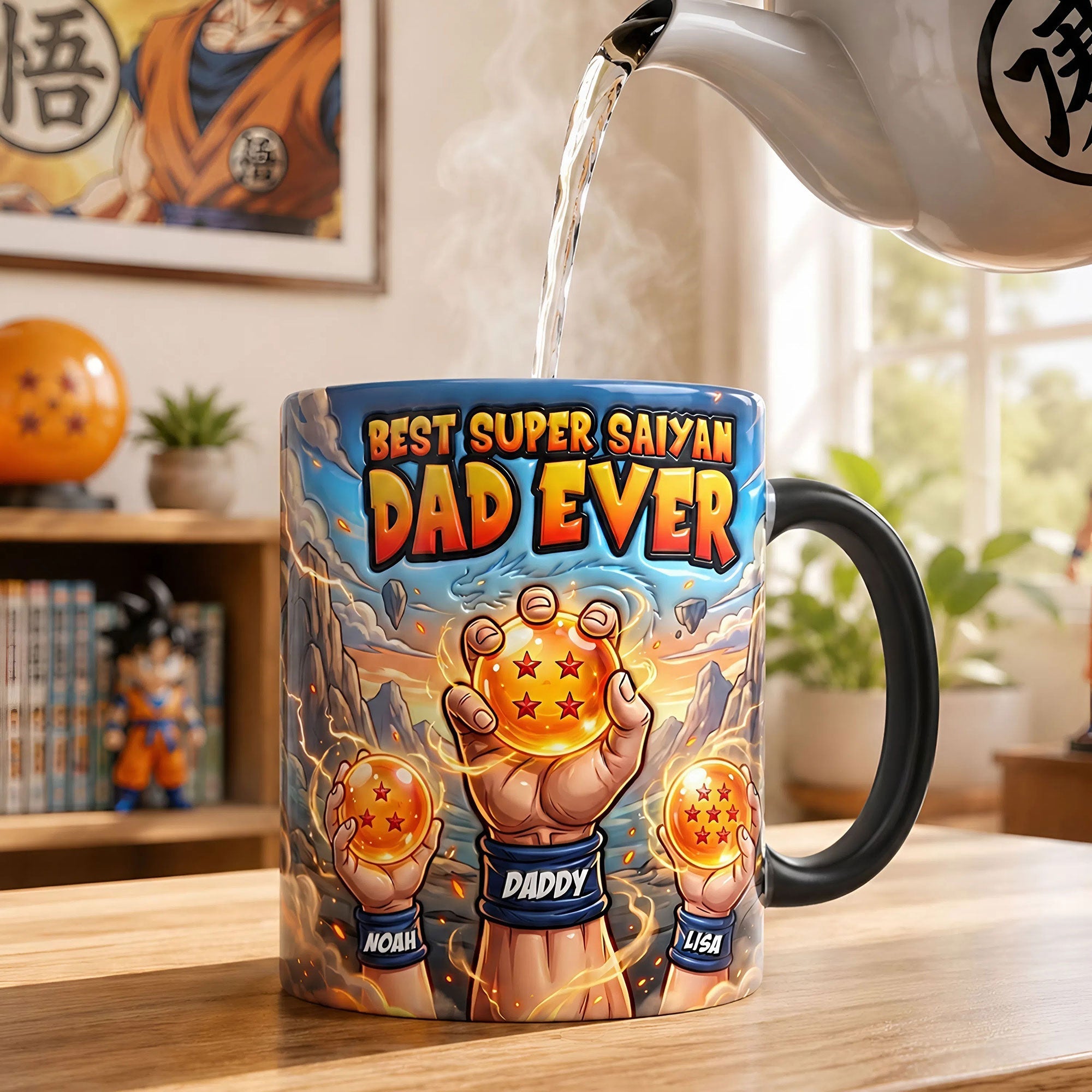 "Best Super Saiyan Dad Ever" - Personalized Coffee Mug for Dads, Grandpas, and Gift for All Fathers Coffee Mug PopCulturePrints