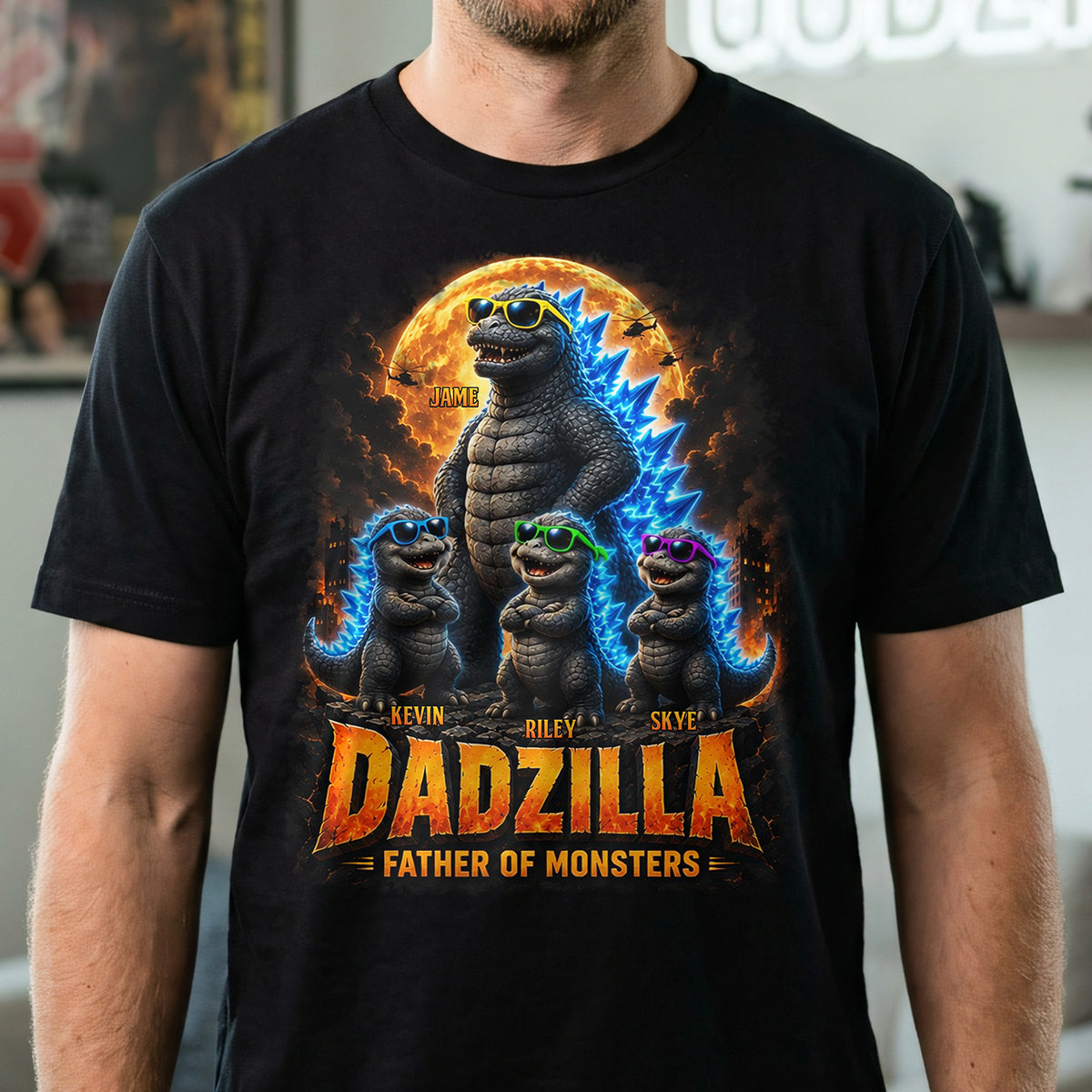 "Be the Hero this Father's Day with Dadzilla!" - Personalized Father Of Monsters Shirt - Perfect Gift for Dad, Grandpa, and More