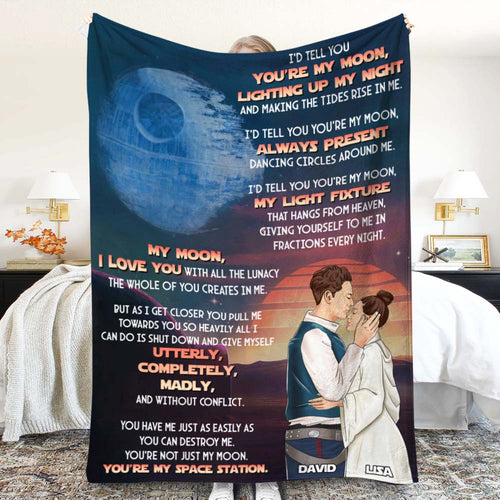 Personalized Space Love Couple Blanket | Custom Valentine's Day Gifts Blanket PopCulturePrints