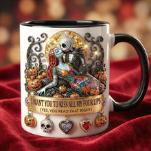 Load image into Gallery viewer, Kiss of Love - Personalized Kissing Skeleton Couple Coffee Mug | Perfect Gift for Couples Coffee Mug PopCulturePrints
