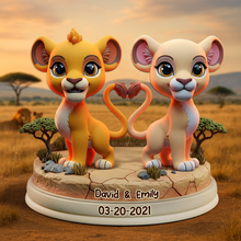 Load image into Gallery viewer, “Together we Roar” - Lion Couple Acrylic Plaque - Personalized Gift for Couples, Anniversary, Engagement Shaped Plaques PopCulturePrints
