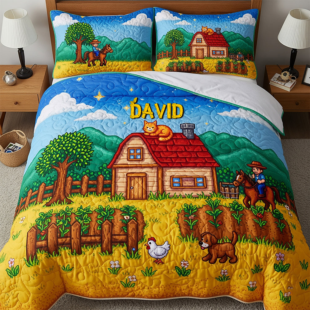"Bringing Joy to Every Farmhouse – Personalized Quilt Bedding Set for Farmers" Blanket PopCulturePrints