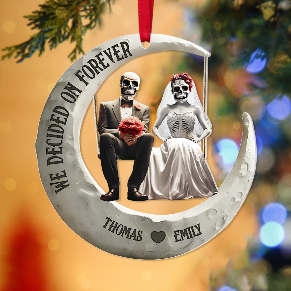 Personalized Christmas Skull Couple Ornament - Forever Love Edition