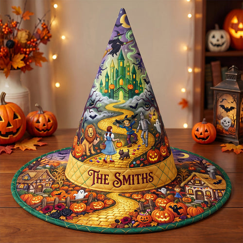 ‘A Spooktacular Treat Awaits!‘ - Whimsical Halloween Witch Hat - Personalized Gift for Halloween Quilted Witch Hat PopCulturePrints