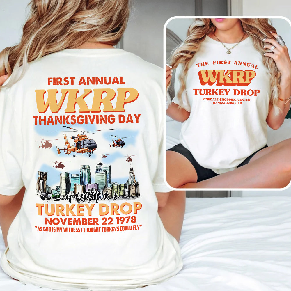 WKRP Turkey Drop Thanksgiving Shirt - Retro Fan Gift