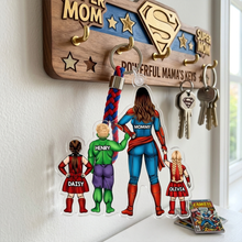 Load image into Gallery viewer, "For My Superhero Mom!" - Personalized Power Mom Keychain - Gift for Moms, Grandmas, and More Keychains PopCulturePrints
