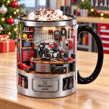 Load image into Gallery viewer, Engineered for Excellence: Classic Garage Accent Mug - Personalized Gifts for Mechanics Coffee Mug PopCulturePrints
