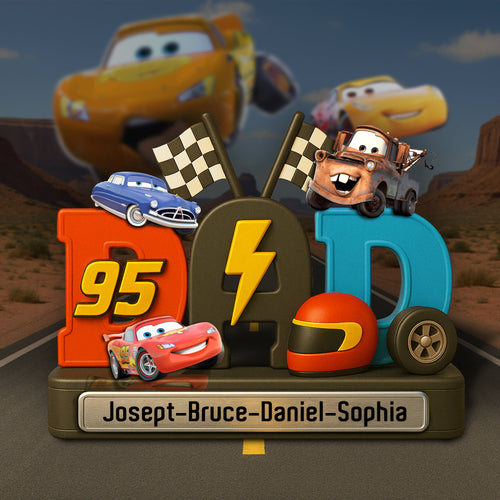 “Rev Up Your Love!” Personalized Racing Dad Plaque - Unique Gift for Dads and Grandpas Shaped Plaques PopCulturePrints