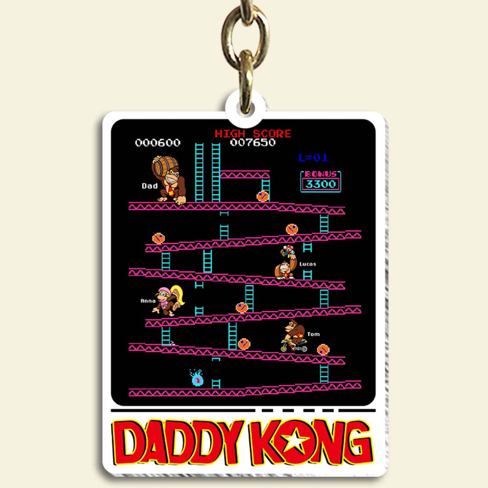 Personalized Retro Gamer Dad Keychain Keychains PopCulturePrints