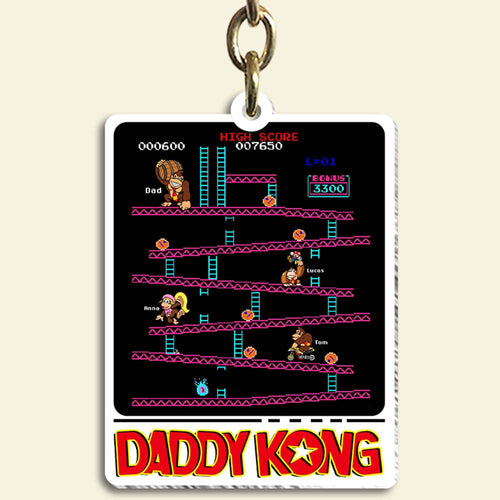 Personalized Retro Gamer Dad Keychain Keychains PopCulturePrints