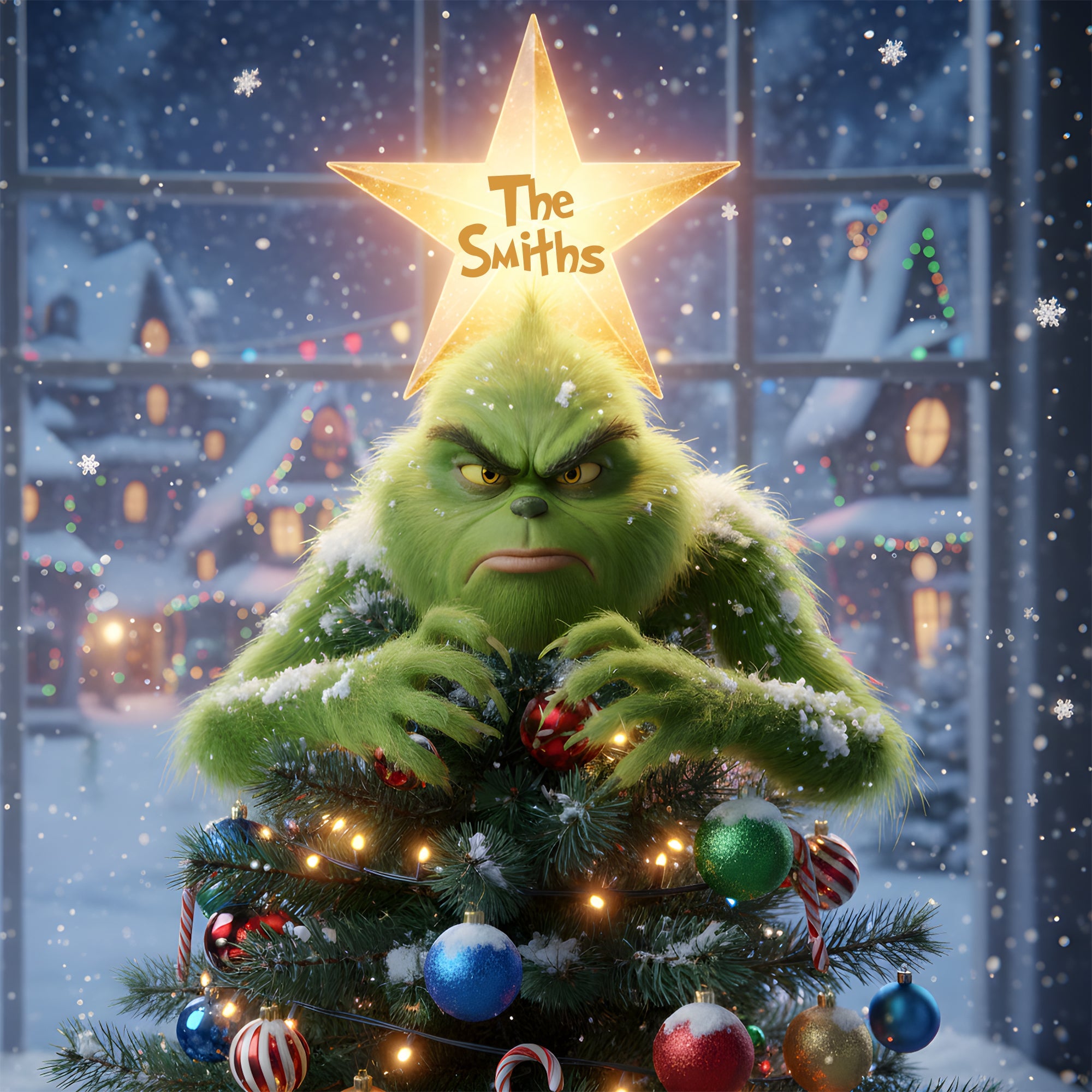 “Bring Joy to Your Holidays!” – Funny Christmas Tree Topper Personalized Gift for Family and Friends Ornament PopCulturePrints