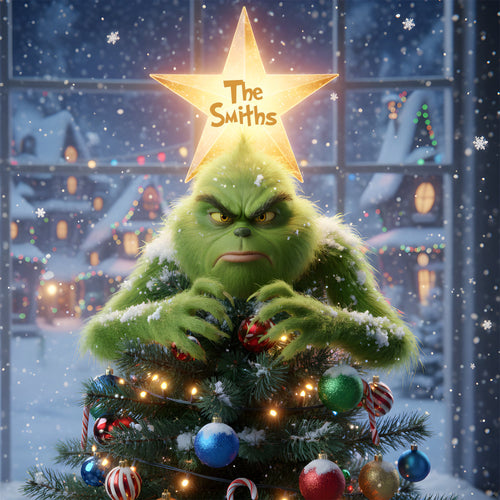 “Bring Joy to Your Holidays!” – Funny Christmas Tree Topper Personalized Gift for Family and Friends Ornament PopCulturePrints