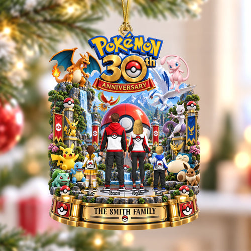 Celebrate 30 Years of Adventure - Custom Pokémon Anniversary Ornament - Perfect Gift for Families and Friends Ornament PopCulturePrints